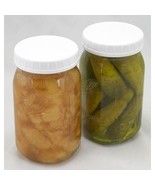 8 WiDE MOuTH Caps Reusable Plastic canning jar WHITE STORAGE LID Screw T... - $20.48