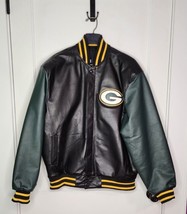 Green Bay Packers JH Design Leather Full-Snap Jacket - Black/Green Size XL - $140.25