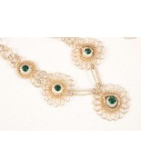 Vintage Wire Necklace with Green Rhinestone Accents 17 inches Stunning D... - $15.88