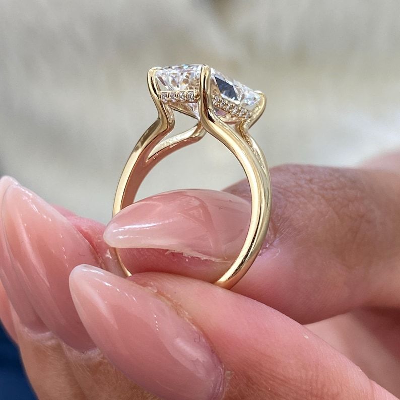 Radiant Moissanite Diamond Engagement Ring 925 Silver Solitaire Engagement Ring  Item image 3