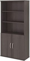 Bush Business Furniture Studio C 5 Shelf Bookcase With Doors In Storm Gray - £346.91 GBP