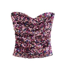 Zevity New Women High Street Strapless Colorful Sequined Slim Short Blouse Ladie - £58.82 GBP