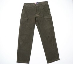 Vintage Chaps Mens Size 36x34 Distressed Wide Leg Corduroy Cargo Pants Brown - £46.80 GBP