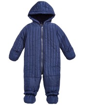 First Impressions Infant Boys Quilted Detachable Foot Snowsuit,Navy,6-9 Months - £66.36 GBP