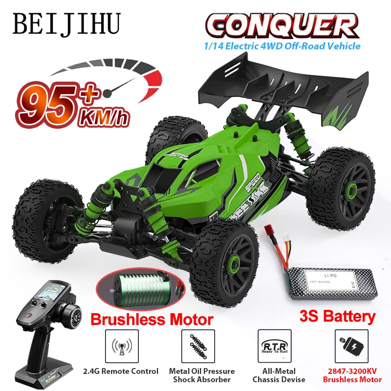 1:14 95KM/H Brushless RC Car Professional 4WD Electric High Speed Off-Road - £128.29 GBP+