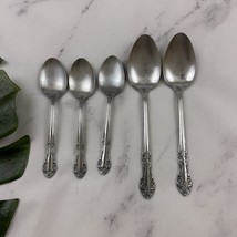 Utica Vintage Saranac Floral Flatware Spoons Teaspoon Serving Lot of 5 S... - $15.83