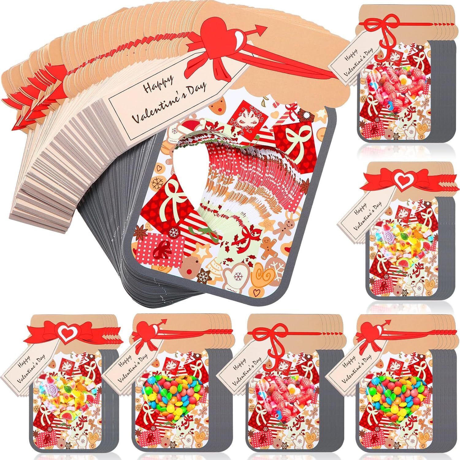 Primary image for 180 Pack Valentine Cards for Kids Candy Jar Valentine Exchange Cards for Kids Sc