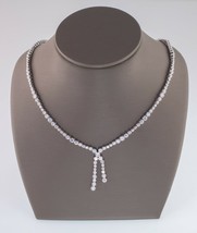 10.00ct t.w. Gorgeous CZ Tennis Necklace Set In Rhodium Plated Sterling, 16&quot; - £125.24 GBP