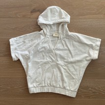 Anthropologie Maeve Ivory Cropped Boxy Hooded French Terry Sweatshirt XS... - $39.99