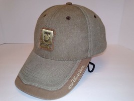 Vintage Walt Disney World Resort Metal Badge Hat Adult Strap Back Cap Brown - £12.54 GBP