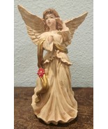5 In. Tall Resin Angel Figurine With Bouquet of Flowers Taper Candle Holder - $4.85