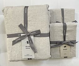 West Elm European Flax Linen Duvet Cover King/Cali King &amp; Two Euro Shams *~Natur - £246.65 GBP