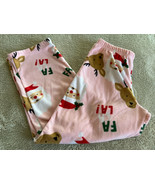 Carters Girls Pink Reindeer Santa FA LA Christmas Fleece Pajama Pants 10 - £5.88 GBP