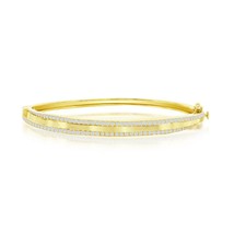 Sterling Silver CZ Bangle - Gold Plated - £108.93 GBP