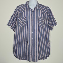 Ely Cattleman Pearl Snap Shirt Mens 2XL Tall Man Vintage Button Down Stripe Flaw - $17.99