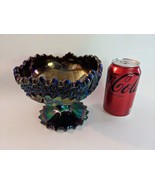 Fenton Purple Carnival Glass Iridescent Candy Dish Sticker 5 Inch Tall - $88.17 CAD