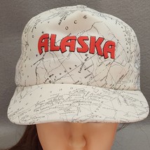 Vintage ALASKA State Map White Snapback Adjustable Baseball Cap Made in USA - $252.47 MXN