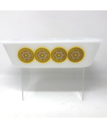 Glasbake 9” Loaf Pan with Gold Daisy Medallions, J522 Vintage Bake Ware  - £14.08 GBP