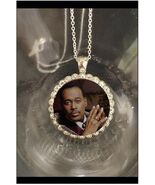 Luther Vandross pretty rhinestones silver necklace beautiful gift - $366.69 MXN