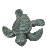 Pack Of 2 Cast Iron Green Verdigris Swimming Sea Turtle Tortoise Mini Fi... - $403.38 MXN