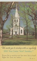 Vintage Postcard Sunday School Church Psalm 95:6 Invite You To Worship 1950&#39;s - £5.48 GBP