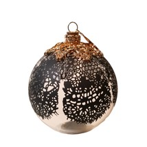 Jason Wu Christmas Ornament Black Lace Clear Glass Ball Neiman Marcus De... - $19.94