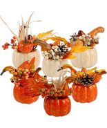 Fall Decorations for Home - Set of 6 Artificial Pumpkin, Berry &amp; Pine Co... - $611.31 MXN