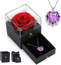 Mother&#39;s Day Gifts for Mom Her Women Wife, Preserved Real Purple Rose Eternal Fl - £16.51 GBP