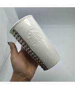 Starbucks Ceramic White Tumbler With Silver Studs 2014 - $33.11 CAD