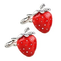Strawberry Cufflinks Red Enamel Fruit New W Gift Bag Wedding Groom Fathers Day - £9.33 GBP