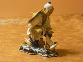 Japanese Mudman Fisherman Kung Fu Ceramic Porcelain Figurine Decor - $49.50