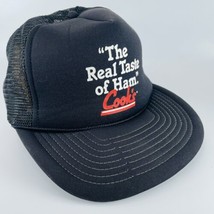 Cooks Ham Mesh Snapback Trucker VTG Black Hat Cap VTG The Real Taste of Ham - $9.75