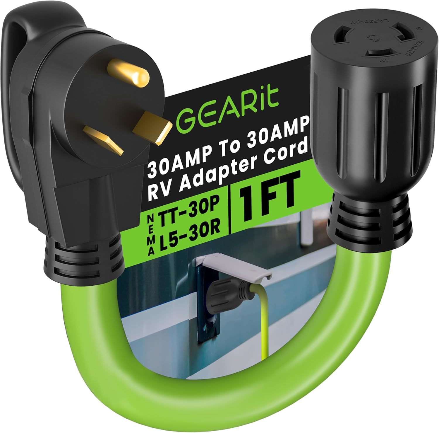Gearit 30 Amp Rv Adaptor Cord, 125/250-Volt, 3-Prong, 10/3 Stw 10Awg, .3... - $35.98