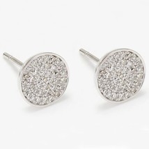 0.20CT Natural Diamond Cluster Circle Stud Earrings 14K White Gold Plated Silver - £147.04 GBP