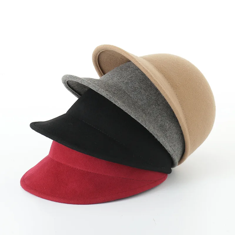 Y winter wool women cap men plain felt hat warm baseball caps adjustable black gray red thumb200