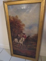 Oil Painting Original by W. H. MOMAN, Couple in The Ridding Morning - $701.84 CAD