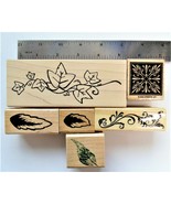 Leaves &amp; Borders Rubber Stamps-Set Of 6 - £9.14 GBP
