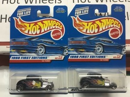 &#39;32 Ford Coupe - black with flames - Hot Wheels 1/64 1998 First Editions - £3.15 GBP