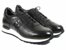 Paul Parkman Mens Shoes Sneakers Black Leather Handmade LP206BLK - £298.91 GBP