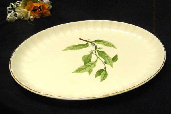 2522 Antique W. S. George Pottery Orange Blossom Large Oval Platter Item image 2