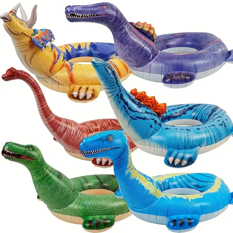 Summer Inflatable Dinosaur Pool Floats Simulation Triceratops Swimming Ring - £20.61 GBP