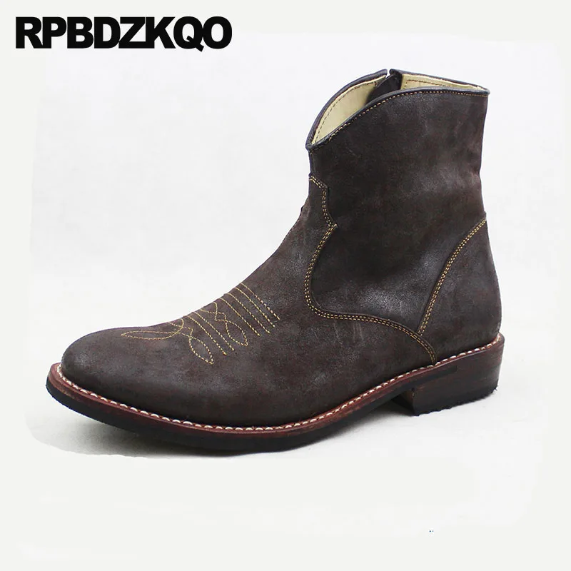  Western boy Boots Mens Leather Ankle Big Size Plus girl Full Grain  Sho... - $393.24