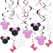 30Ct Minnie Hanging Swirl Decorations - Ceiling Streamers For Mouse Birthday Par - $23.99