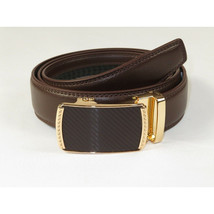 Mens VALENTINI Leather Belt Automatic Adjustable Removable Buckle RT036 Brown image 2