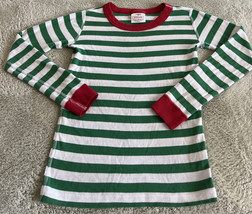 Hanna Andersson Boys Green White Striped Red Cuffs Holiday Pajama Shirt 8 130 cm - £9.57 GBP