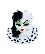 CRUELLA DEVILLE BROOCH 2.5&quot; Acrylic Pop Art Statement Pin Wicked Movie V... - $242.42 MXN