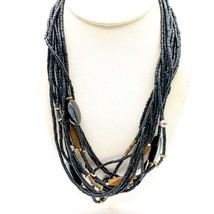 Multi Strand Black Heishi Necklace with Cultured Pearls, Onyx and Wood Beads - $115.14