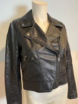 Forever 21 Black Faux Leather Bomber Jacket Size S - £26.18 GBP