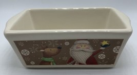 Nantucket Ceramic Santa With Reindeer Christmas Mini Loaf Bread Baking P... - $6.29