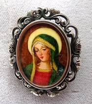 Italian .800 Silver Pin / Pendant with Madonnna (Mary) (#J3504) - £155.06 GBP